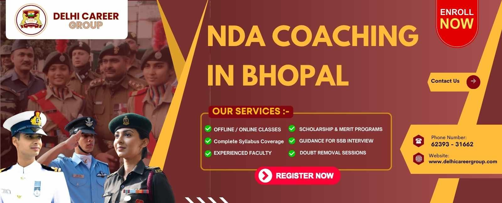 Best NDA Coaching in Bhopal | NDA Coaching with 11th & 12th | Delhi Career Group