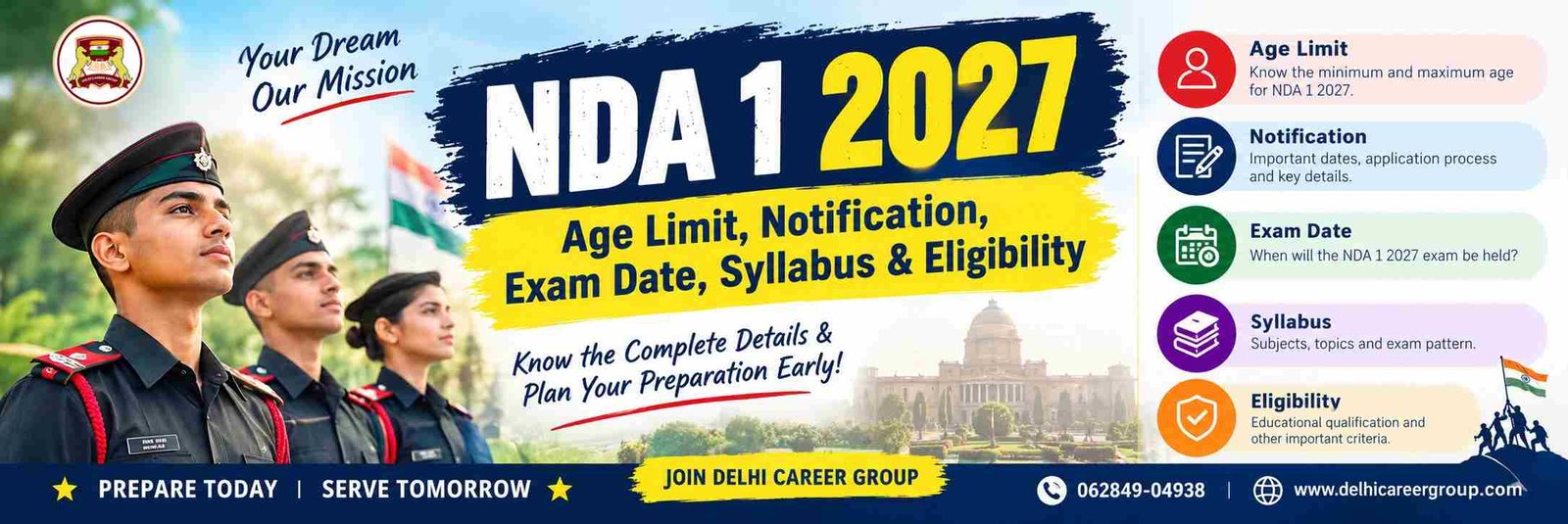 NDA 1 2027: Age Limit, Notification, Exam Date, Syllabus & Eligibility