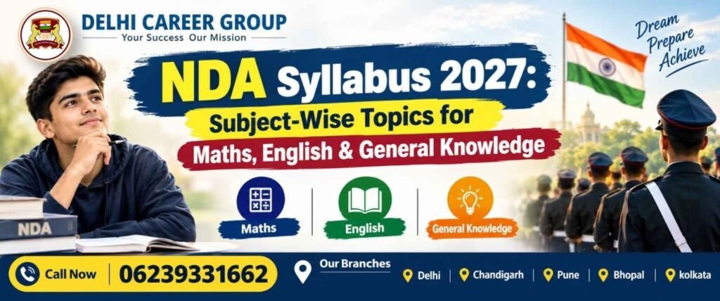 NDA Syllabus 2027 subject-wise topics for Maths, English and GK